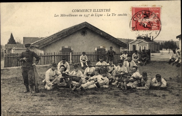 Postcard Commercy Lothringen Meuse, Machine Guns in the 155th Line, Shooting Layers