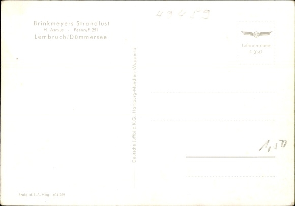 Postcard Lembruch am Dümmersee, Brinkmeyers Strandlust