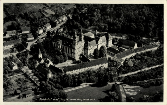 Ak Schöntal an der Jagst Württemberg, Kloster Schönthal, Luftaufnahme