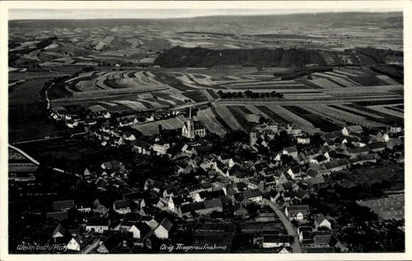 Ak Weilerbach in der Pfalz, Fliegeraufnahme