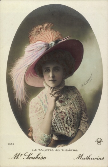 Ak-actrice Soubise, portret met hoed, Mathurins