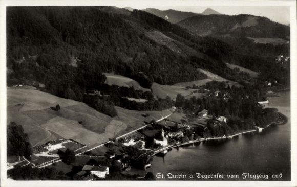 Postcard St. Quirin Gmund am Tegernsee Upper Bavaria, aerial photograph