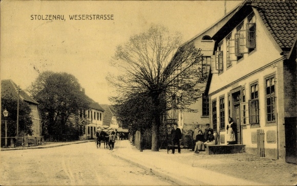 Postcard Stolzenau on the Weser, Weserstraße