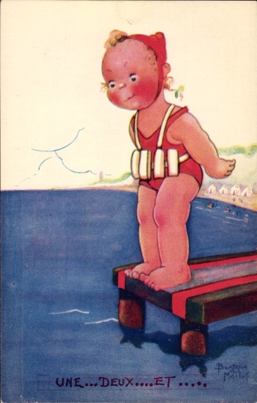 Artist Postcard Mallet, Beatrice, Girl before jumping into the water