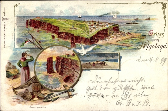 Chromo-Litho North Sea Island of Helgoland, Nord Cap, Panorama