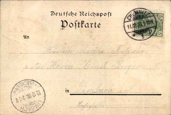 Chromo-Litho Chemnitz in Saxony, Schillerplatz, Trade Academy, Main Station, Jacobi Church