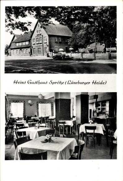 Ak Sprötze Buchholz in de Nordheide, Heins Gasthaus, binnenaanzicht