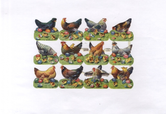 Wafer complete block, chickens, chicks, colorful Easter eggs, approx. 12 x 17 cm
