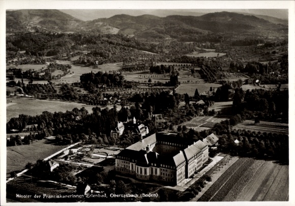 Postcard Erlenbad Obersasbach Sasbach in the Ortenau, aerial photograph, monastery of the Franciscan sisters