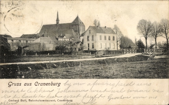 Postcard Cranenburg Kranenburg on the Lower Rhine, greeting from the landscape with church and buildings