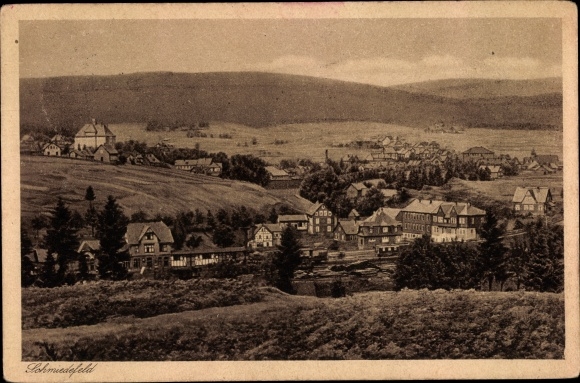 Ak Schmiedefeld am Rennsteig Thüringen, Panorama vom Ort