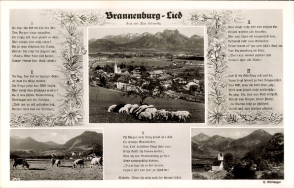 Postcard Brannenburg in Upper Bavaria, Brannenburg in the valley, taken from the Geigelstein.