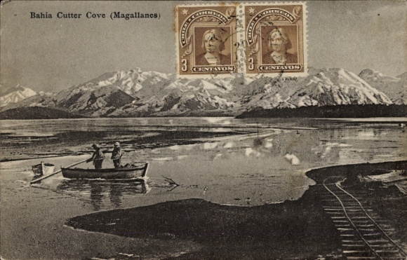 Postcard Magallanes Chile, Indians, Bahia Cutter Cove