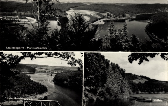 Postcard Saale Orla Kreis, Bleilochtalsperre, Heinrichstein, Saaletalsperre, Mariensteinblick