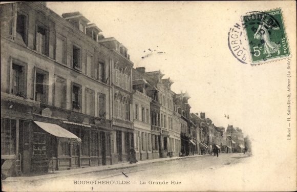 Postcard Bourgtheroulde Eure, La Grande Rue, shops