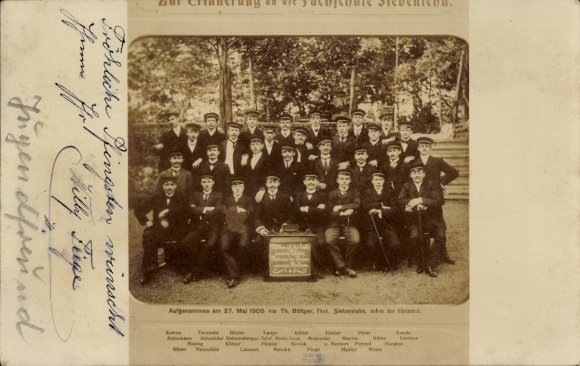Ak Siebenlehn Großschirma in Sachsen, Gruppenfoto von jungen Männern, aufgenommen am 27. Mai 1905