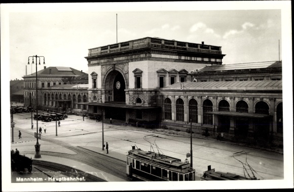 Foto Ak Mannheim, Hauptbahnhof, Straßenbahn