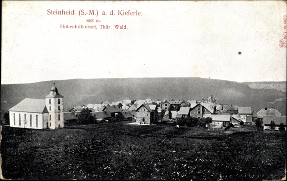 Ak Steinheid Neuhaus am Rennweg Thüringen, Kirche, a. d. Kieferle, Panorama