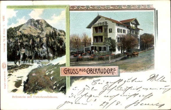 Postcard Oberaudorf in Upper Bavaria, Brünstein, accommodation house