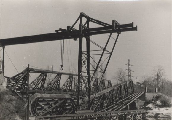 Original Foto Berlin Treptow-Köpenick, Wiederaufbau der Brücke Südostallee, 1946