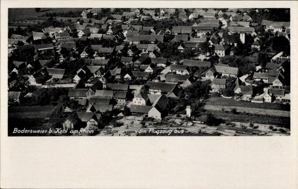 Postcard Bodersweier Kehl am Rhein, aerial photograph