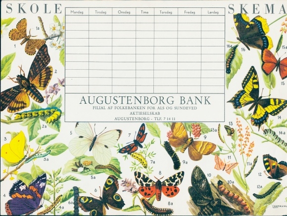 Reklama rozkładu jazdy, Augustenborg Bank, Motyle