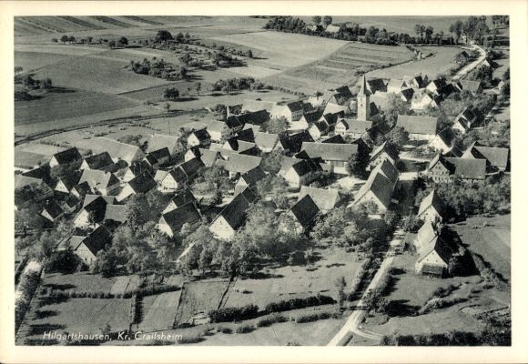 Postcard Hilgartshausen Rot am See Württemberg, aerial photograph