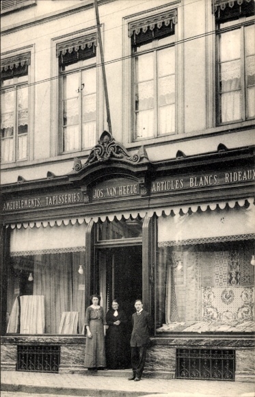 Foto Ak Geschäft Jos. van Heede, Textilien, Möbel, Schaufenster