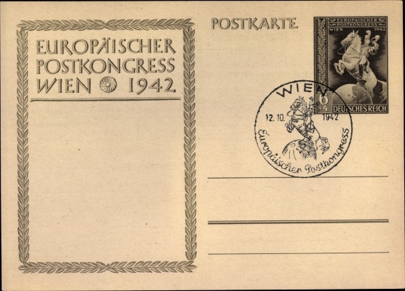 Ganzsachen Ak Wien, Europäischer Postkongress 1942
