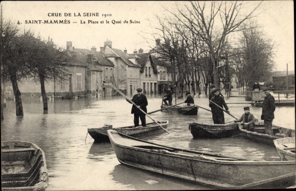 KP Saint Mammes Seine et Marne, Crue de la Seine 1910, Place et Quai de Seine