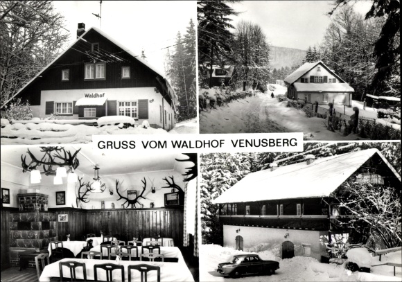 Postcard Venusberg Drebach in the Ore Mountains, Pension Waldhof, winter views