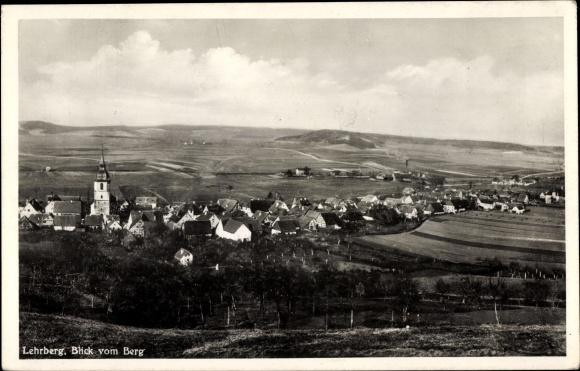 Postcard Lehrberg in the Frankenhöhe Bavaria, view from the mountain to the place