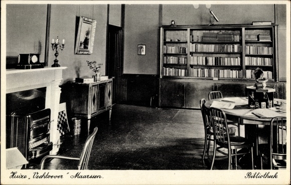Postcard Maarssen Utrecht, Huize Vechtoever, Bibliothek, Innenansicht
