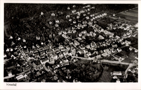 Postcard Korntal in Strohgäu Württemberg, aerial view of numerous houses, forests