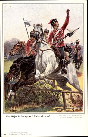 Song Artist Postcard What blow the trumpets, hussars out