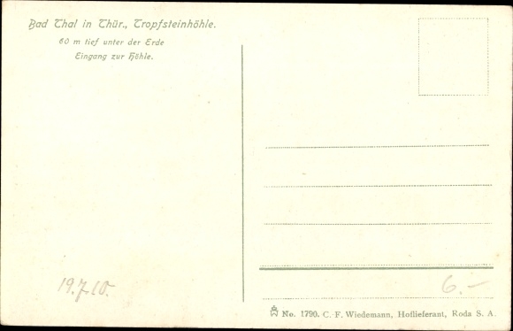 Postcard Bad Thal Ruhla in Thuringia, entrance to the stalactite cave