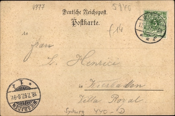 Litho Syburg Dortmund in het Ruhrgebied, Hotel Richard Wulf, Hohensyburg-ruïne, Kaiser-Wilhelm-monument
