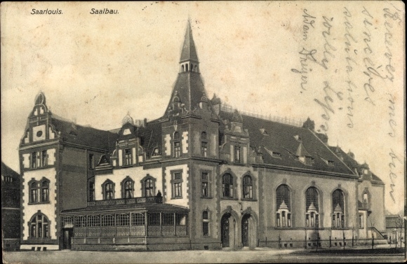 Postcard Saarlouis in Saarland, hall construction
