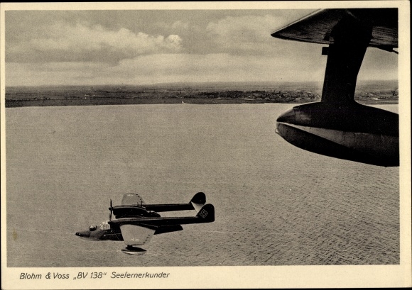 Postcard Blohm &amp; Voss BV 138 sea remote explorer, Luftwaffe, seaplane