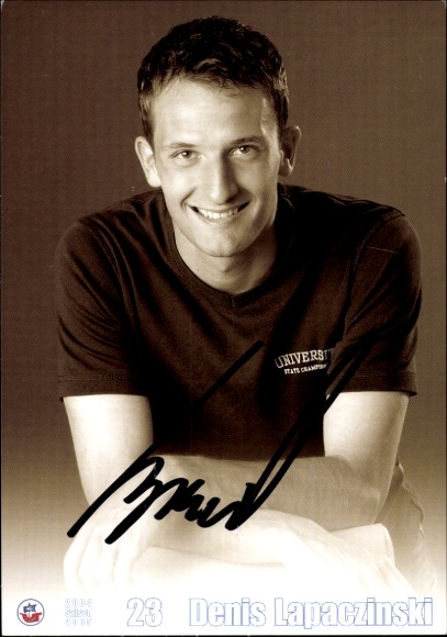 Autograph card footballer Denis Lapaczinski, FC Hansa Rostock, autograph