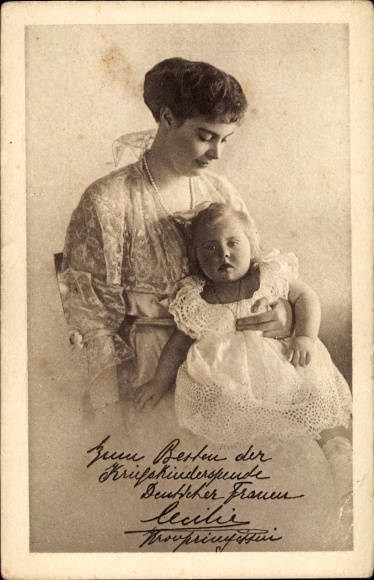 Postcard Crown Princess Cecilie of Prussia, Princess Alexandrine, War Children&#39;s Donation Day 1916