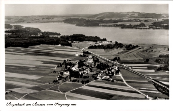Postcard Bayerbach am Simsee Baierbach Stephanskirchen Upper Bavaria, aerial photograph