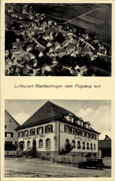 Ak Riedöschingen Blumberg am Schwarzwald, Luftaufnahme, Gasthaus zum Allor, Gasthof Pension z. Ad