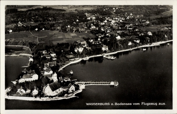 Ak Wasserburg am Bodensee Schwaben, Fliegeraufnahme