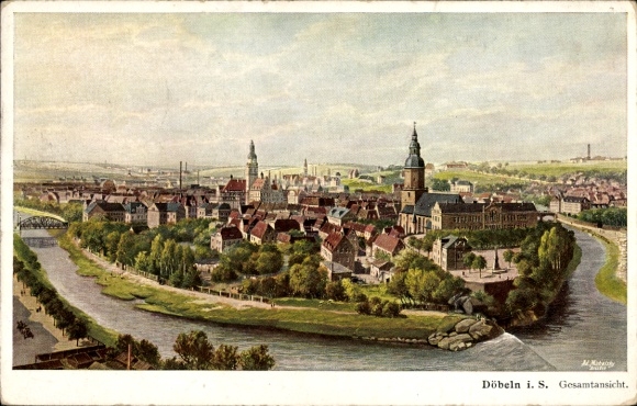 Künstler Ak Döbeln in Sachsen, Gesamtansicht