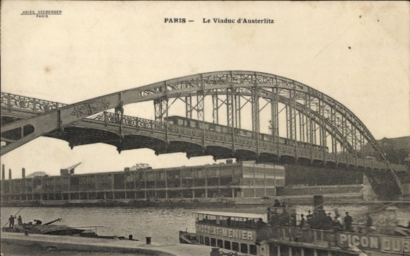 Postcard Paris, Viaduc d'Austerlitz, Metro, excursion boat