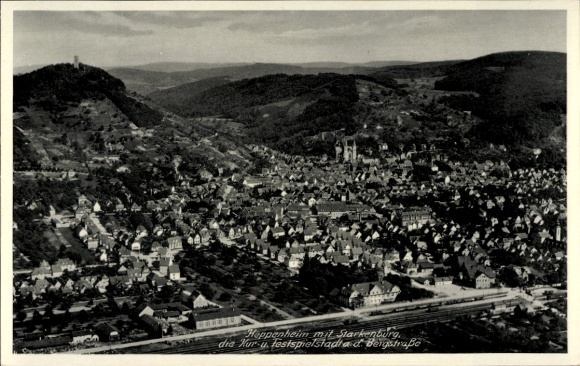 Ak Heppenheim an der Bergstraße, Luftaufnahme, Starkenburg, Bergstraße,  Stadtansicht