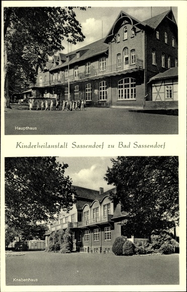 Postcard Bad Sassendorf in Westphalia, children&#39;s sanatorium, main building, boys&#39; house