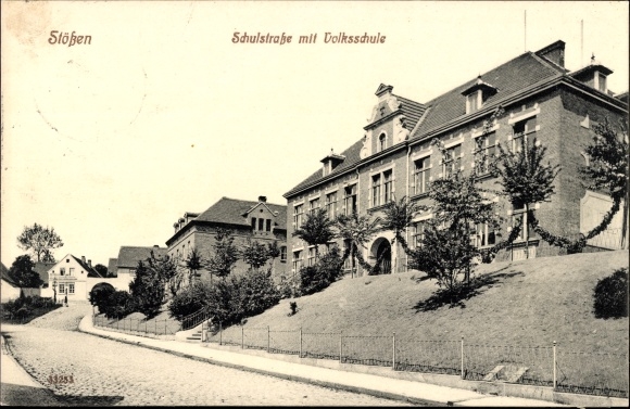 Postcard Stößen, Schulstrasse, elementary school
