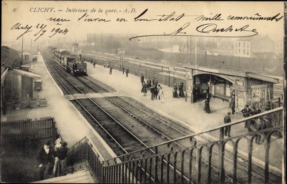 PC Clichy Hauts de Seine, station, track side, steam engine
